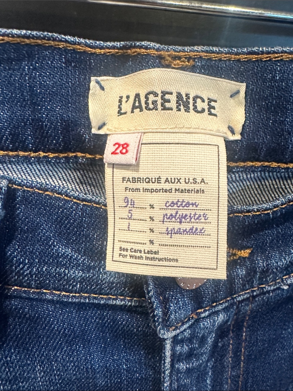 L'AGENCE Dark Wash Blue Women's Jeans French Slim Fit - Picture 4 of 12